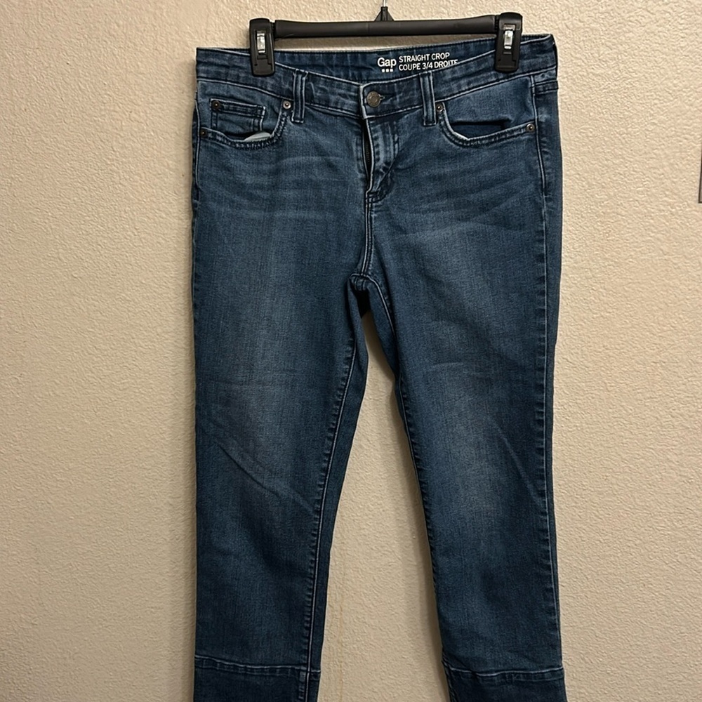 Gap Women Dark Wash Straight Crop Coupe 3/4 Droite Size 4/27